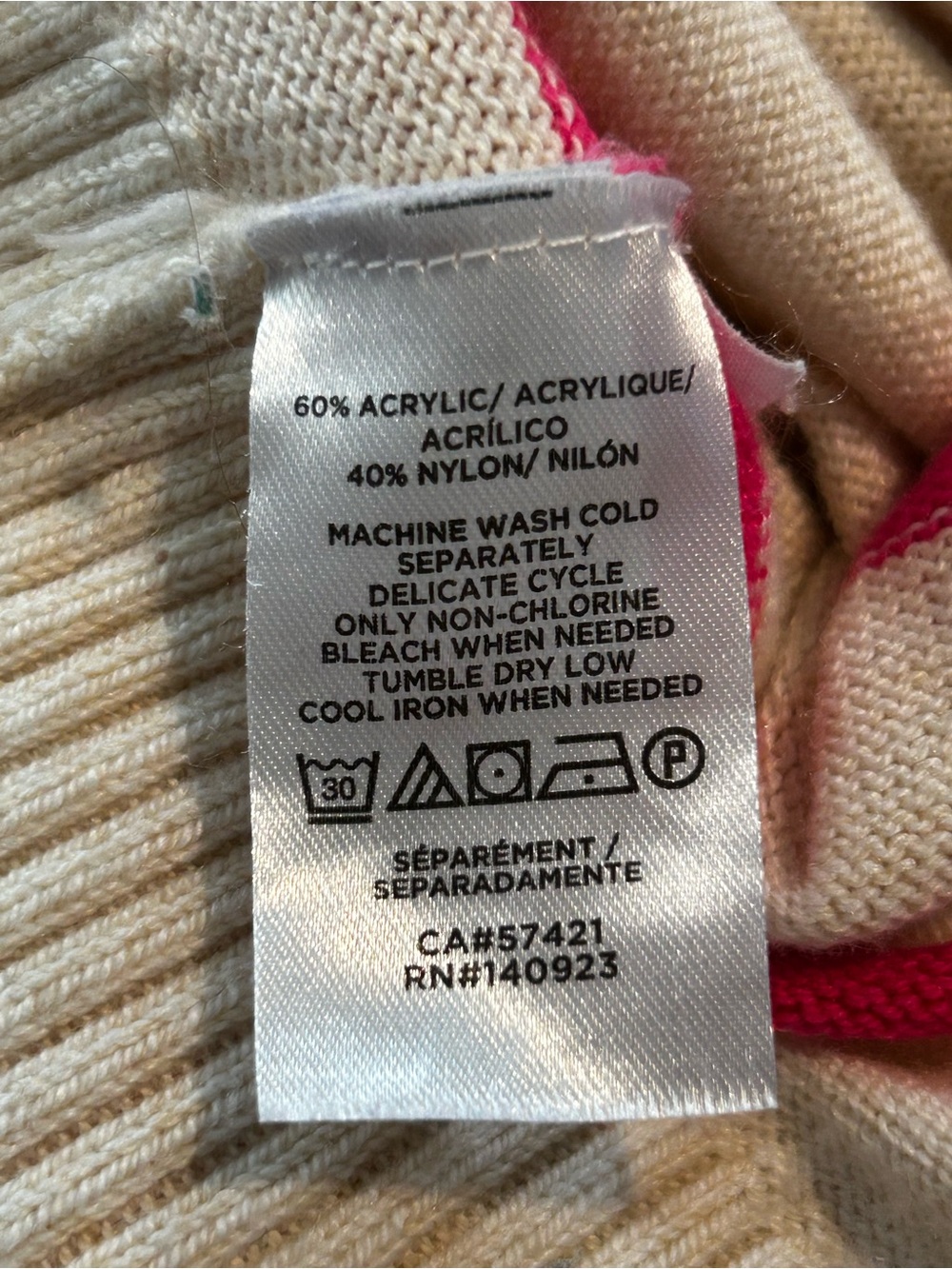 LOFT Cream V‑Neck Sweater with Pink Stripes Size XL - Picture 9 of 9